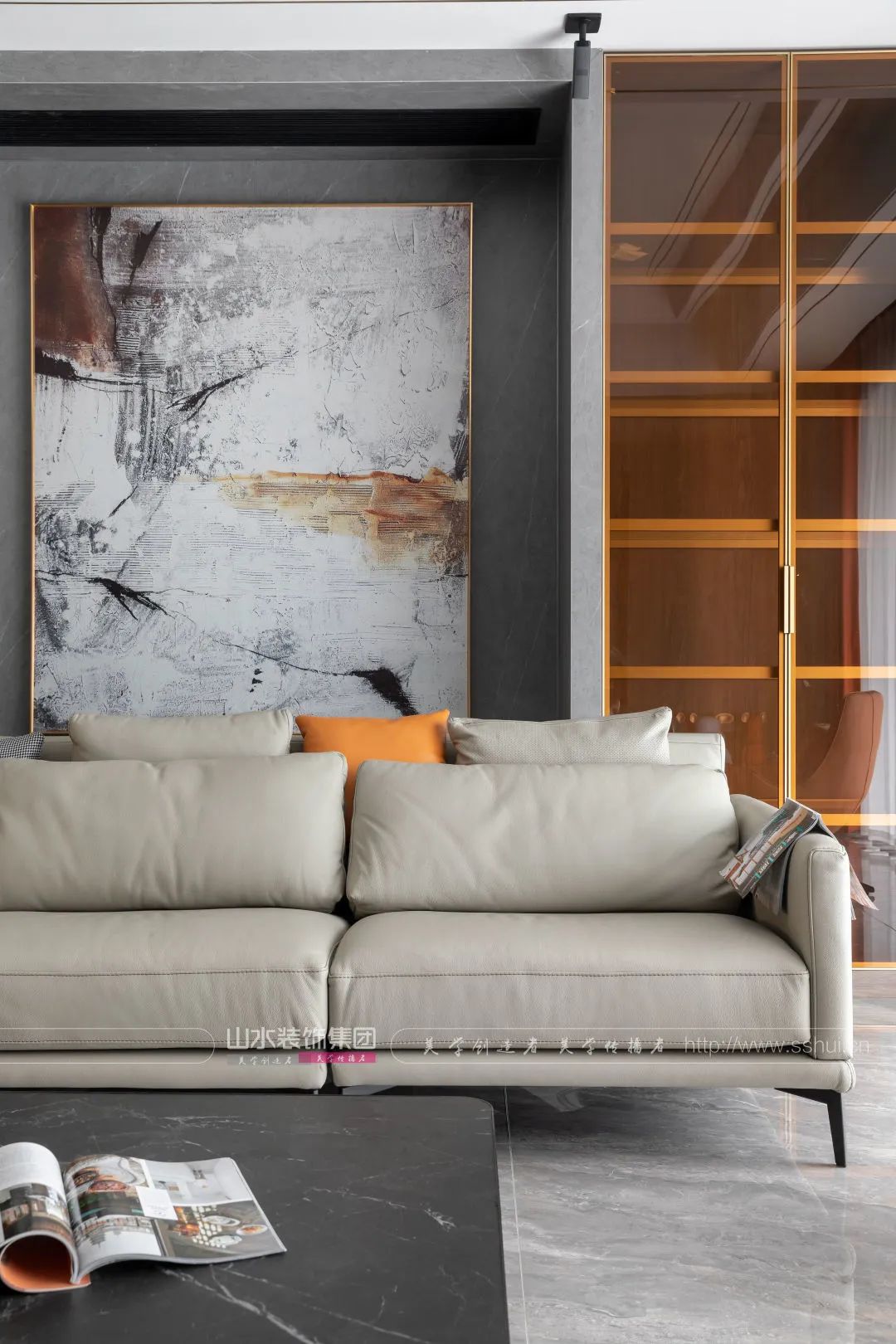 现代轻奢大平层,爱马仕橙的华尔兹舞动之家丨高松-25