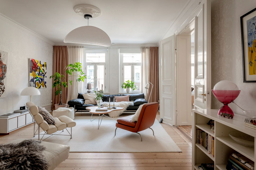 色彩斑斓的瑞典公寓 | 现代艺术装点生活空间-11