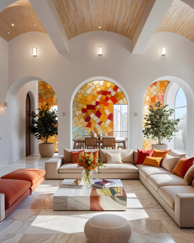 AI COLOR FLOW VILLA | Light & Colorful Glass Harmony