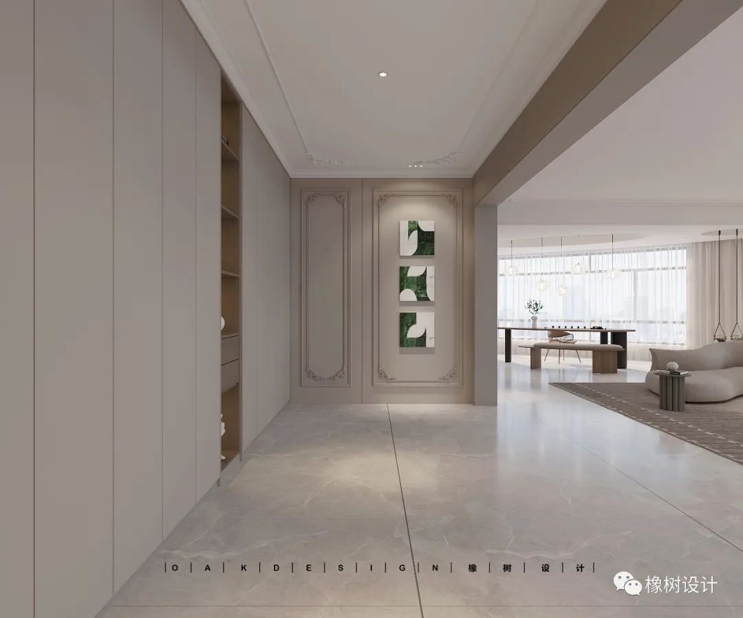 奶油灰轻法式大平层丨橡树设计-8