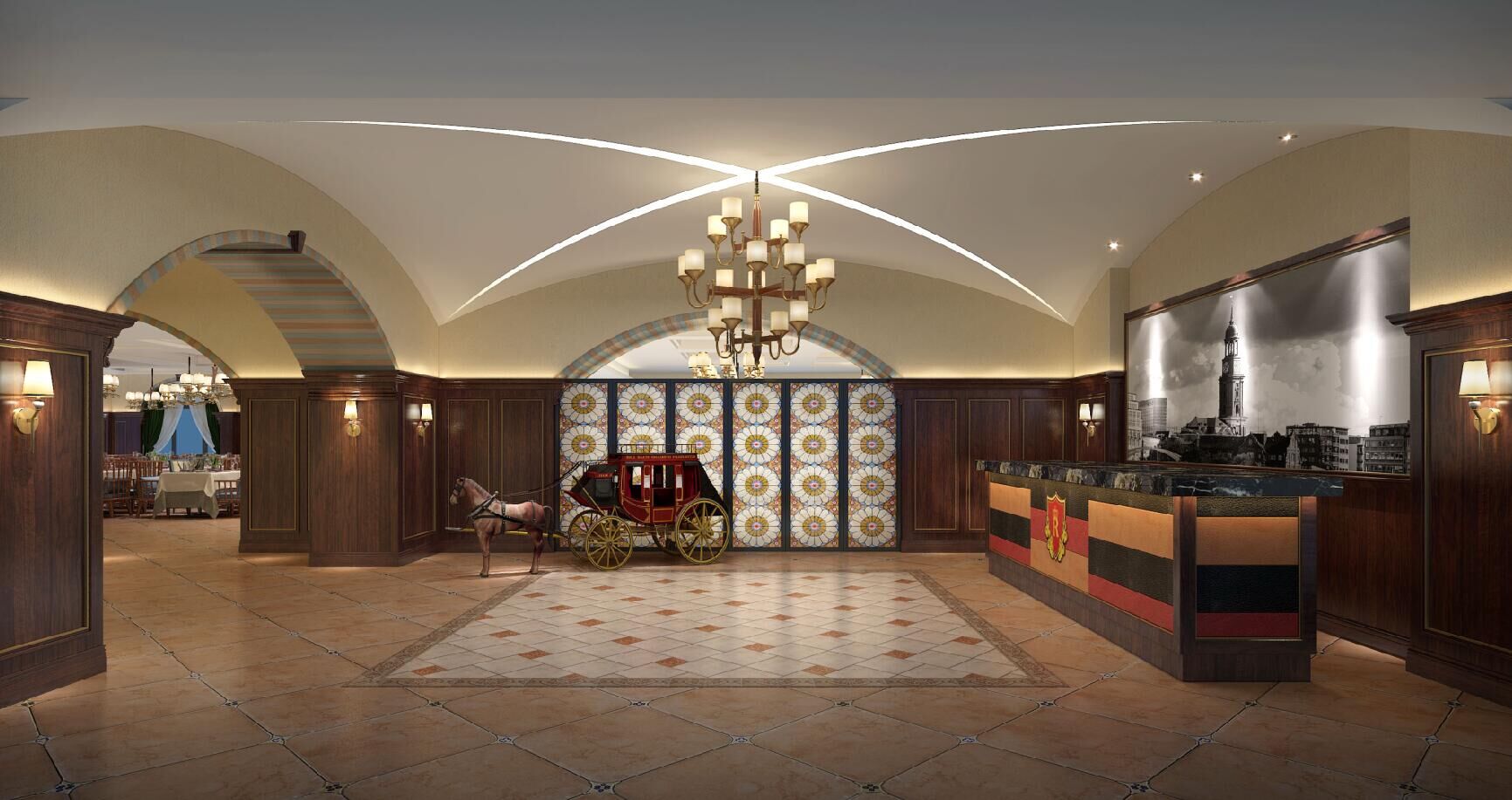 餐厅设计效果图中餐厅餐厅包间包房小吃店面馆工业主题餐厅-3-37