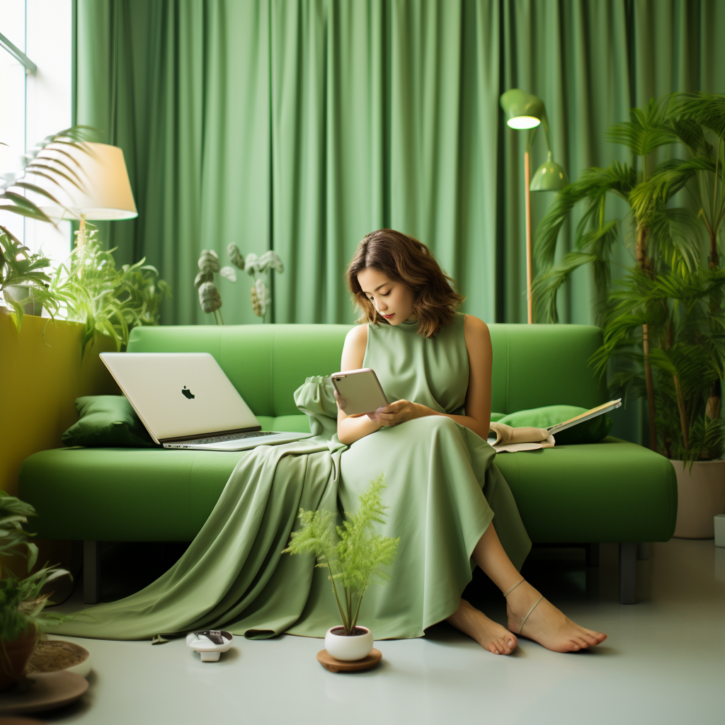 绿色沙发模特-1