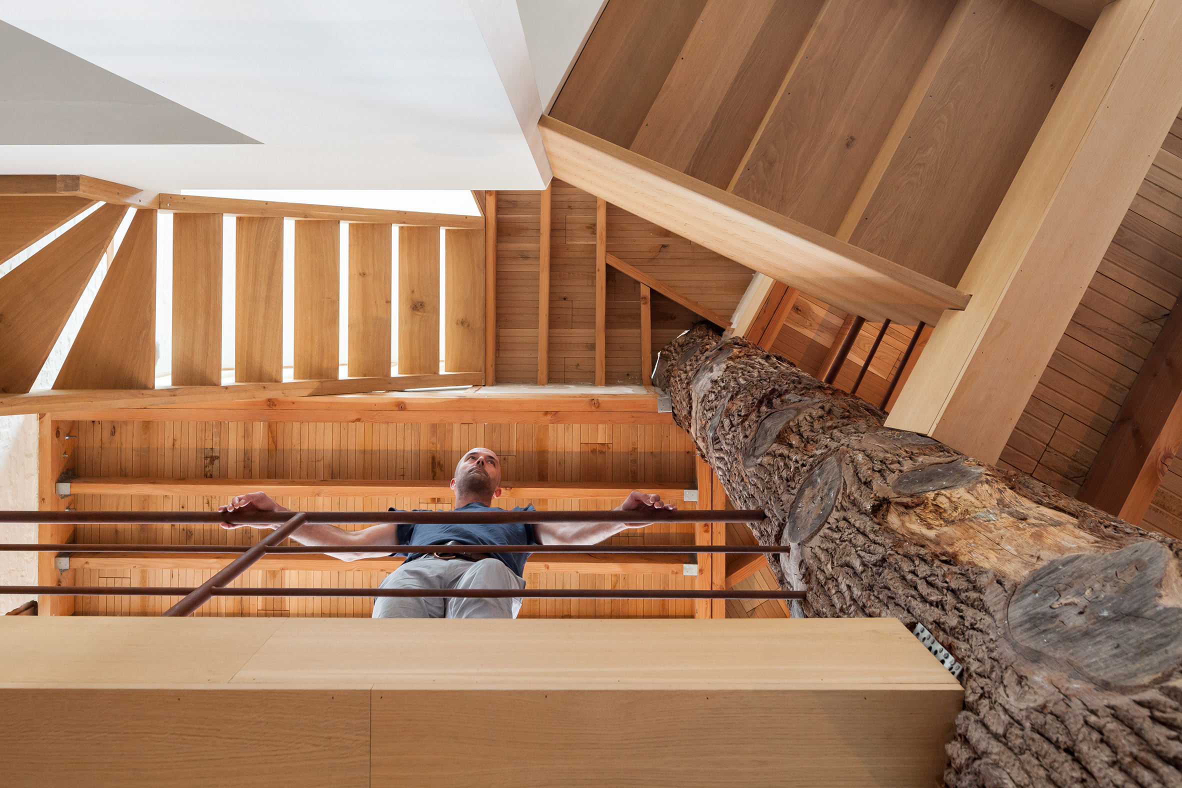 Atelier Vens Vanbelle build pentagonal house around a oak tree trunk-9