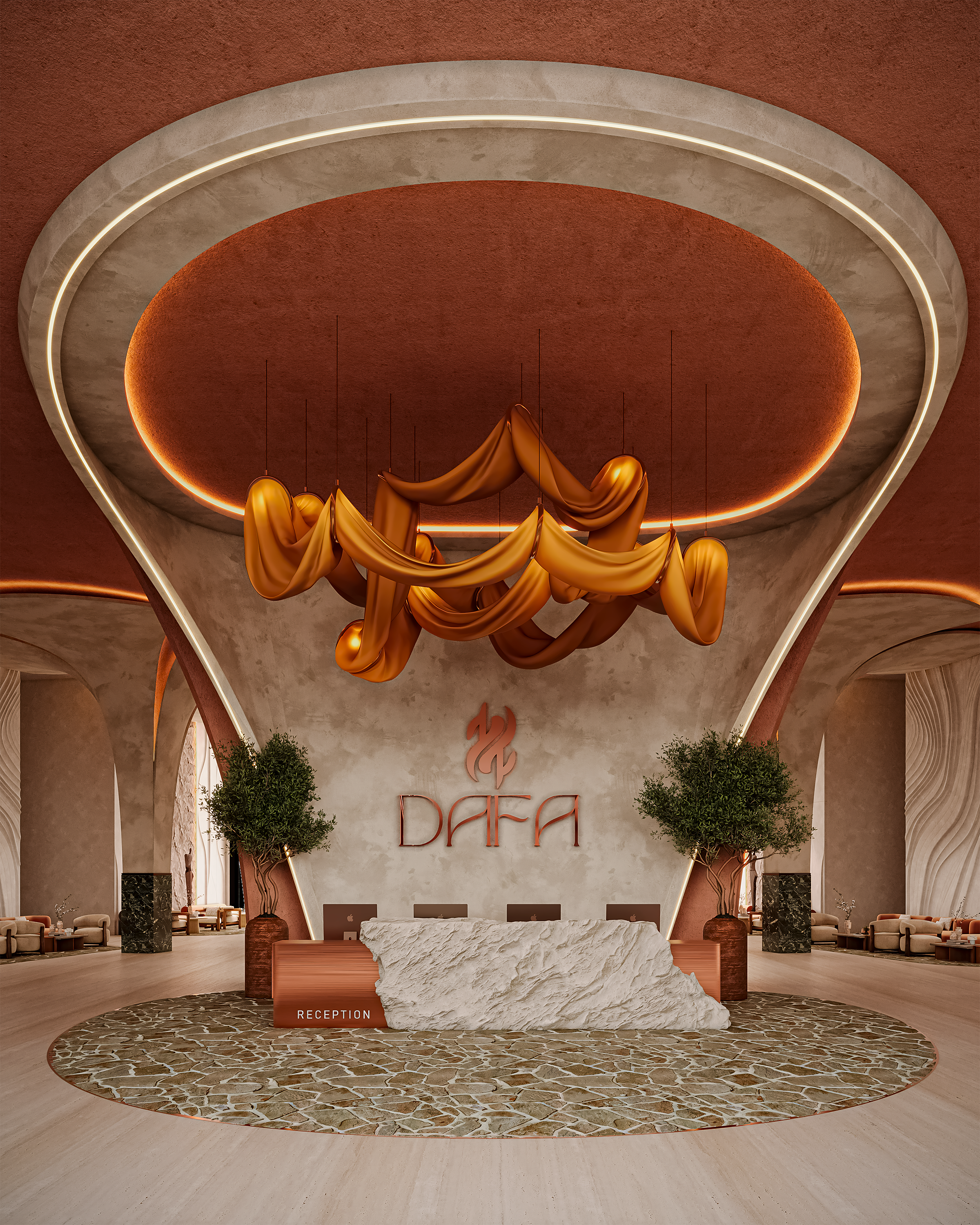 Hotel Reception Area（酒店接待区学术室内设计项目）-3