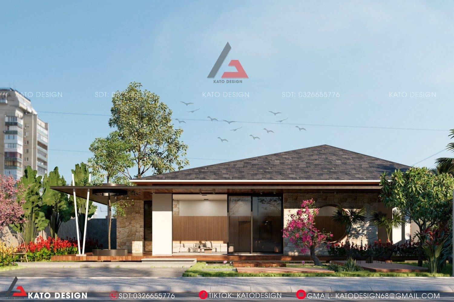 Mẫu Nhà Cấp 4 Có 2 Phòng Ngủ đẹp Cho Gia đình ở Nông Thôn-0