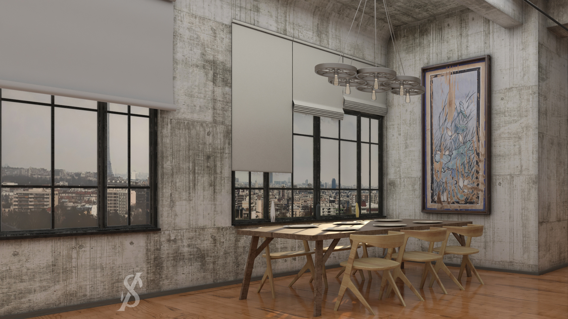 工业风客厅与餐厅设计-6