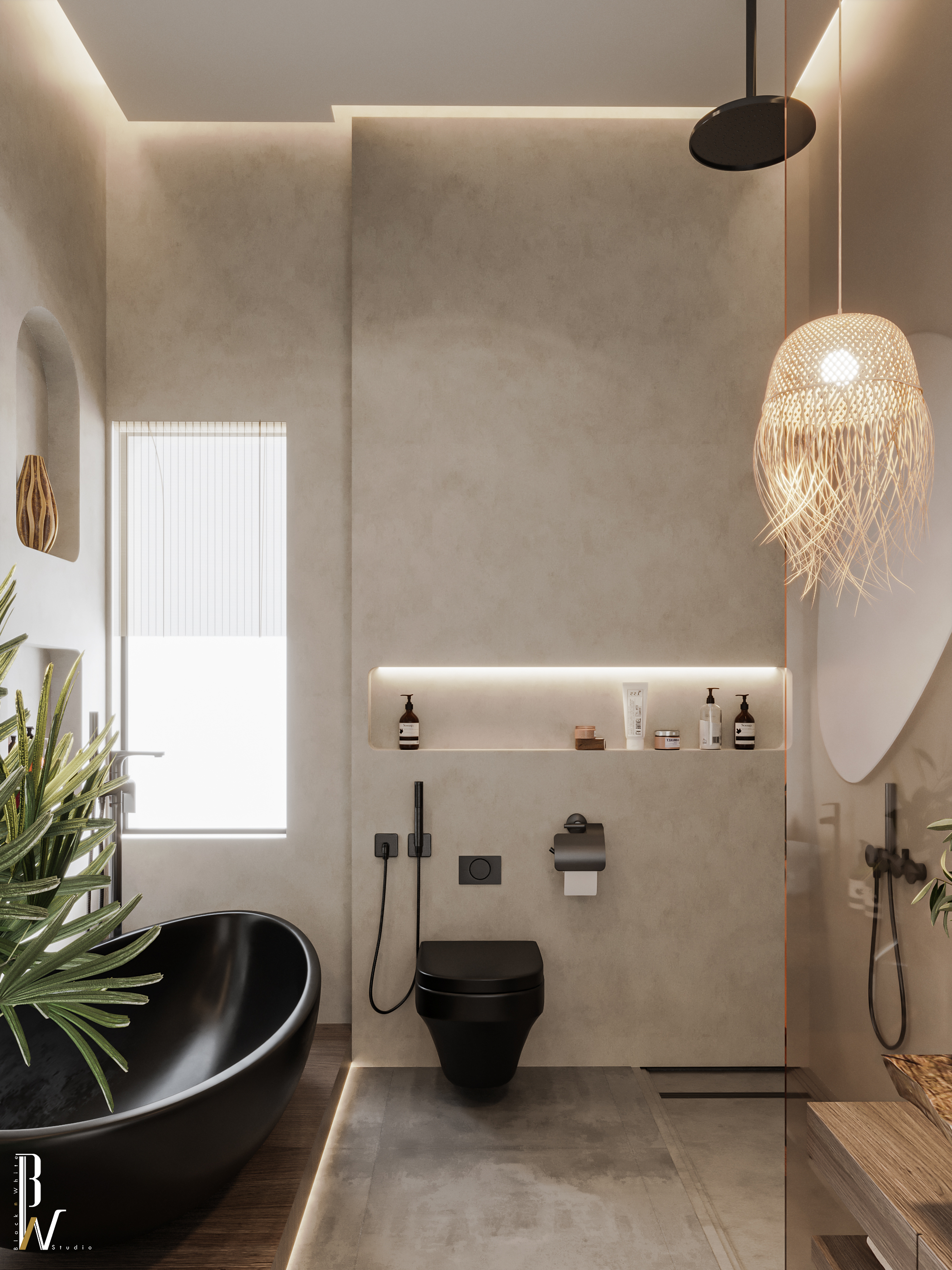 现代浴室丨阿联酋丨Black N White-18