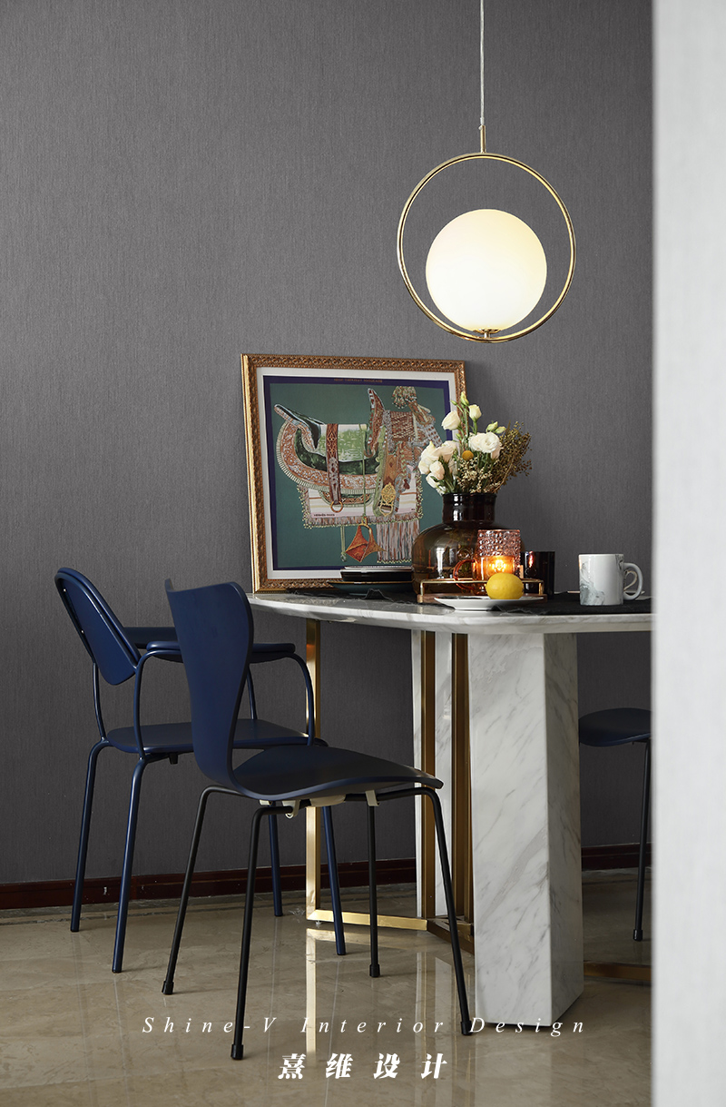 《构色》南京升龙天汇 90 平米三室两厅精装房改造,深蓝金色的复古典雅空间-32