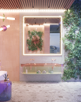 Pink bathroom in London