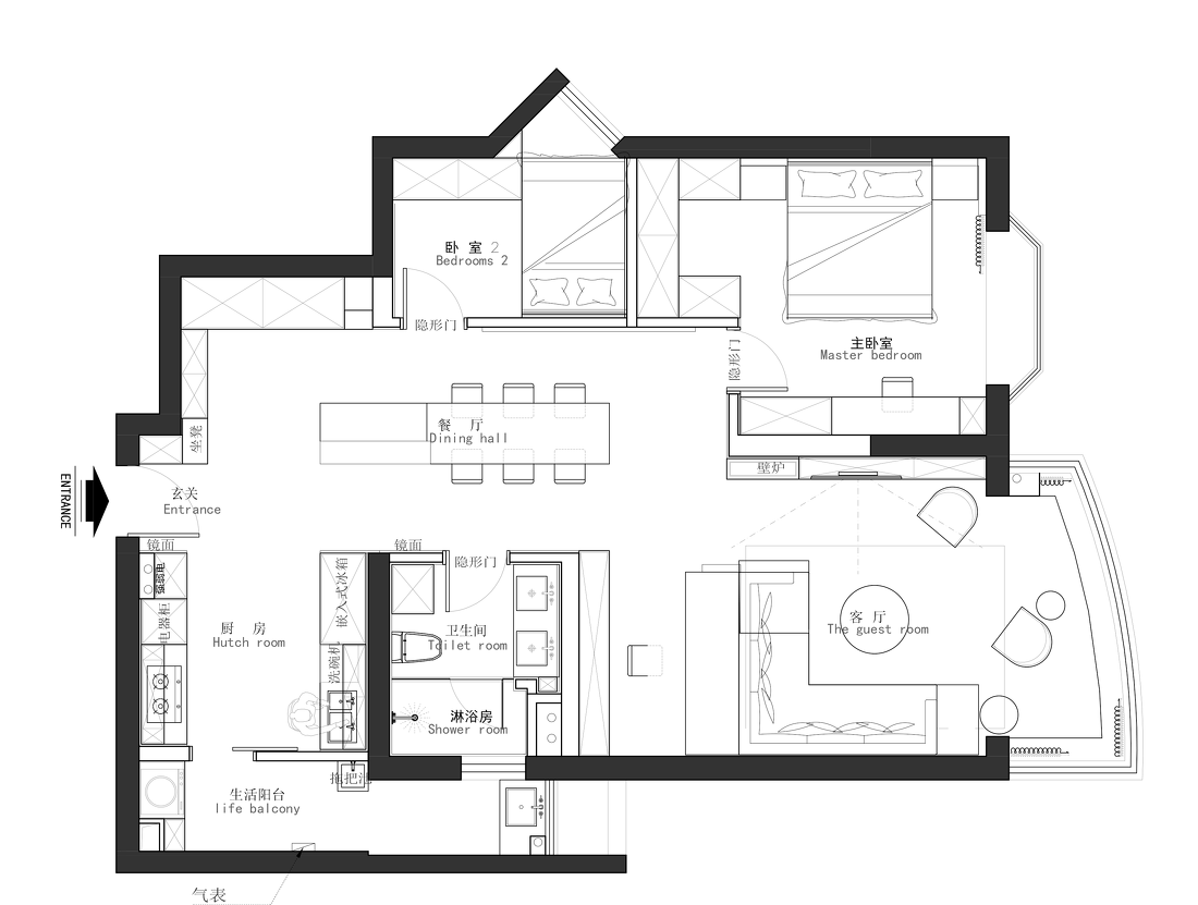 FF-DESIGN丨平层丨180°极简江景房-2