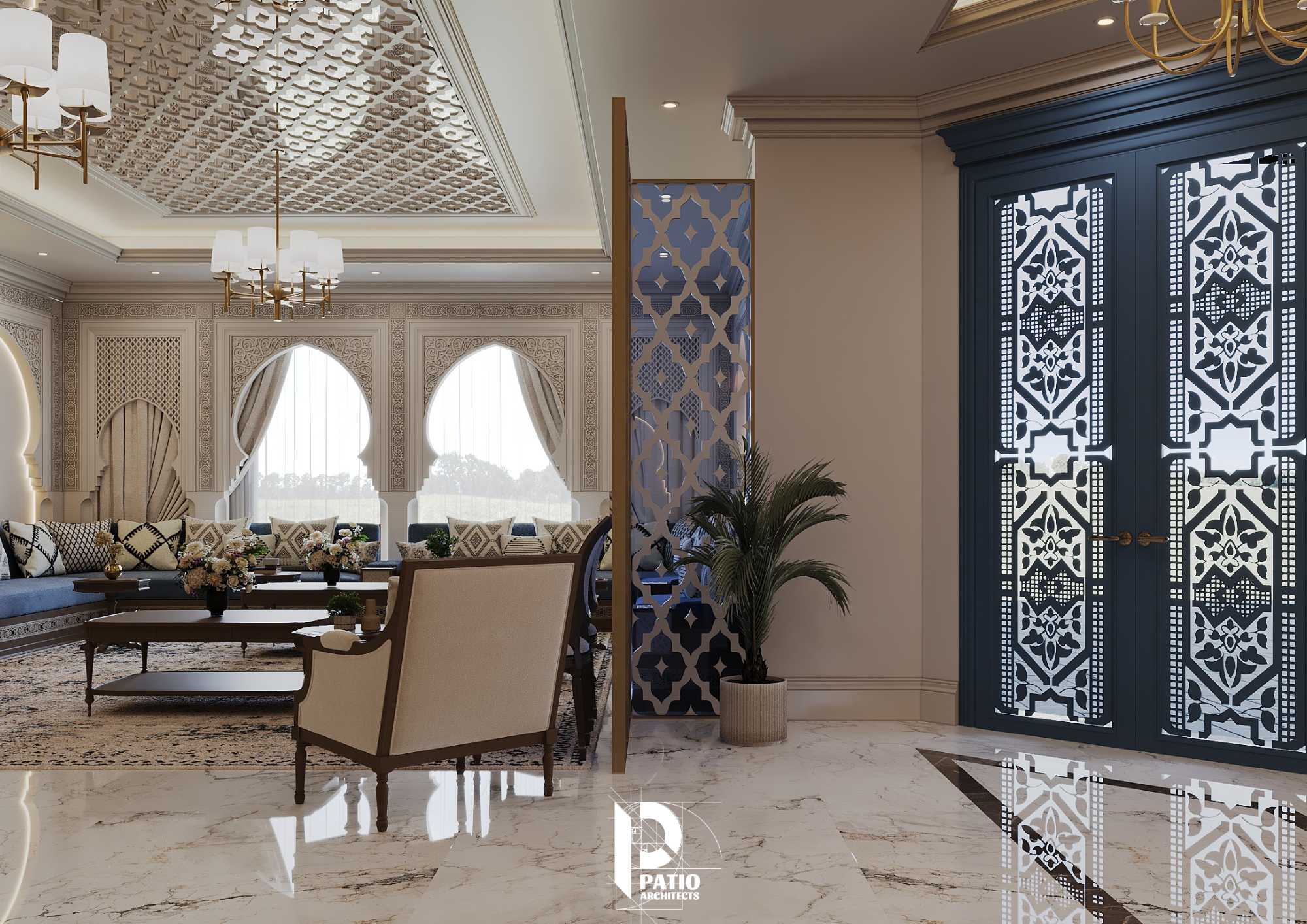 伊斯兰风格入口,会客厅及餐厅设计丨沙特阿拉伯吉达丨Patio Architects L.L.C.-10