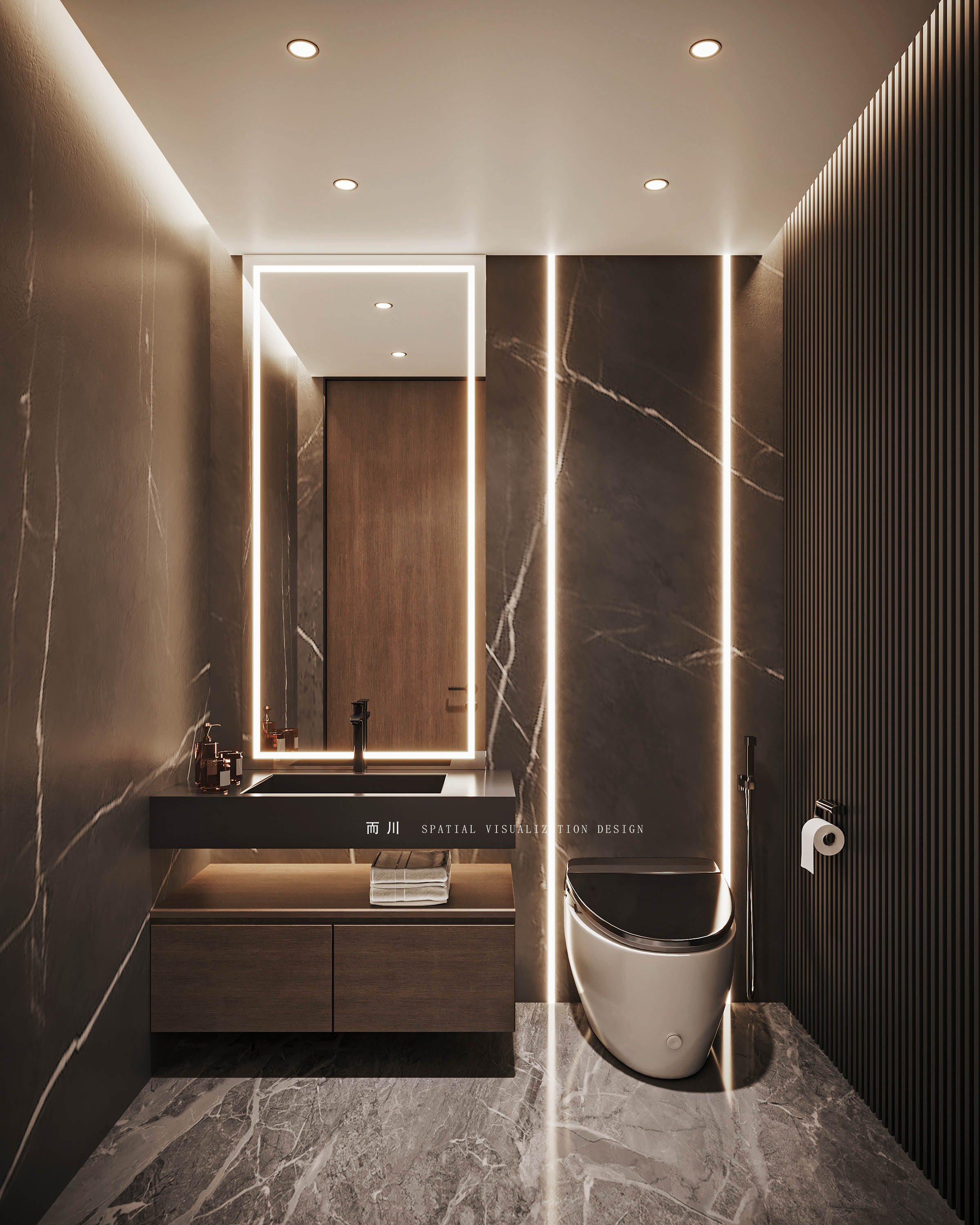 现代意式榻榻米卧室设计丨而川空间可视化工作室-39