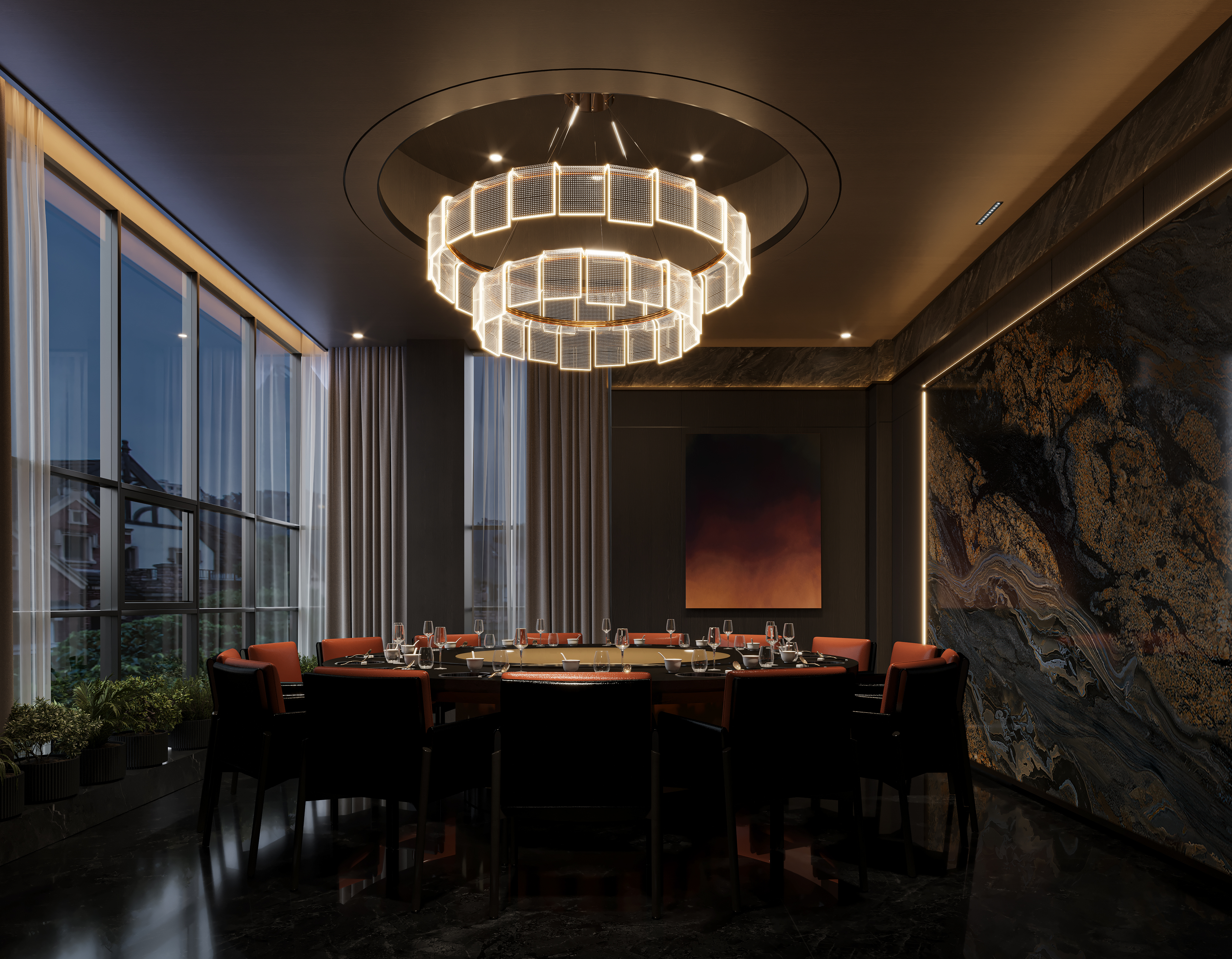 工装案例||餐厅包厢-4