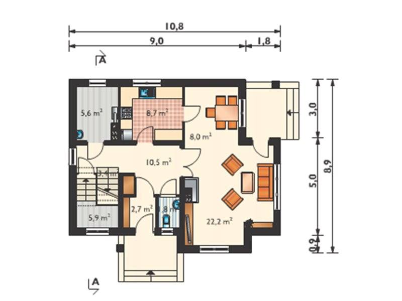 三种带封闭厨房的坡屋顶房屋设计方案-8