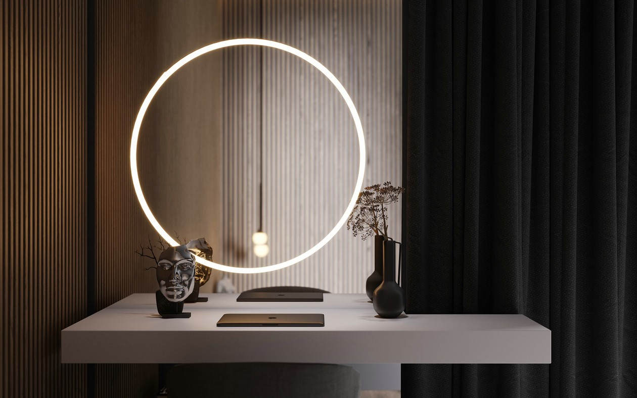 高级黑+橙色卧室设计-15