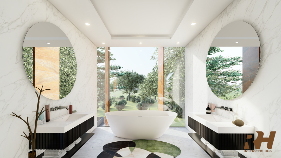 住宅泳池房建筑设计与 3D 渲染-10