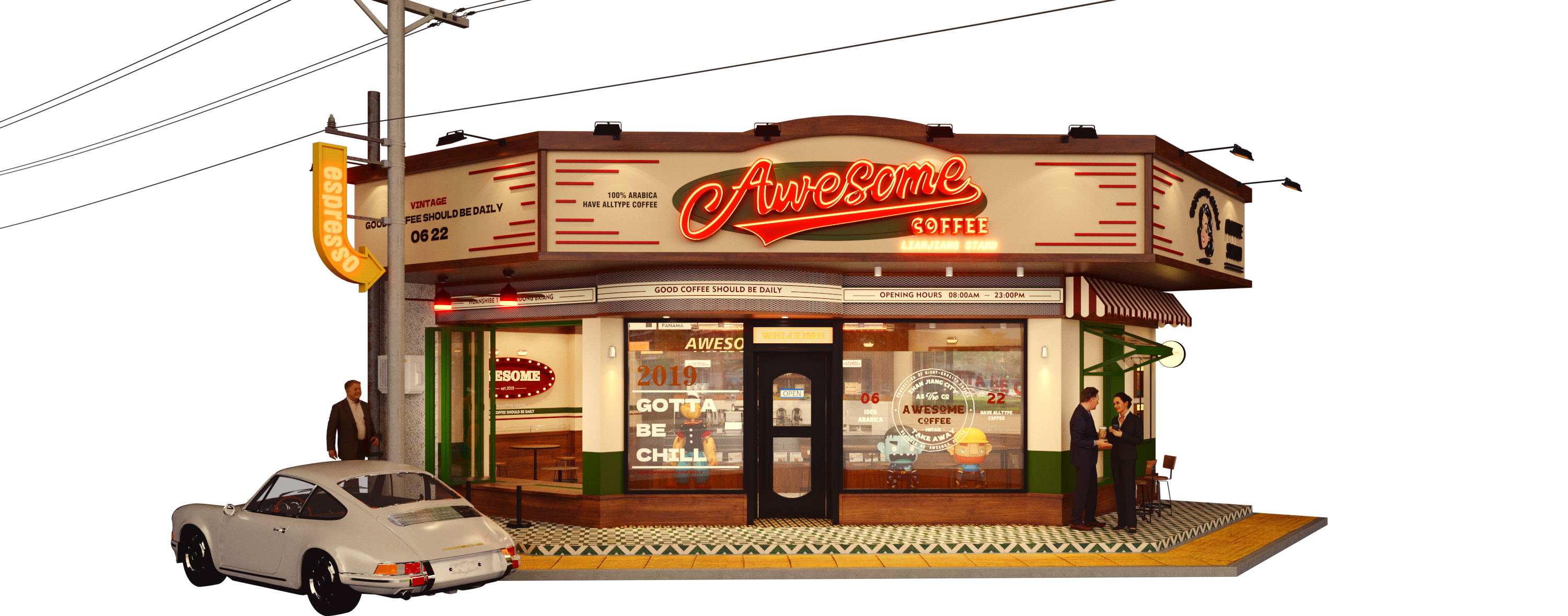 AWESOME COFFEE 阿婶咖啡#咖啡门店#门头设计#商业设计-2