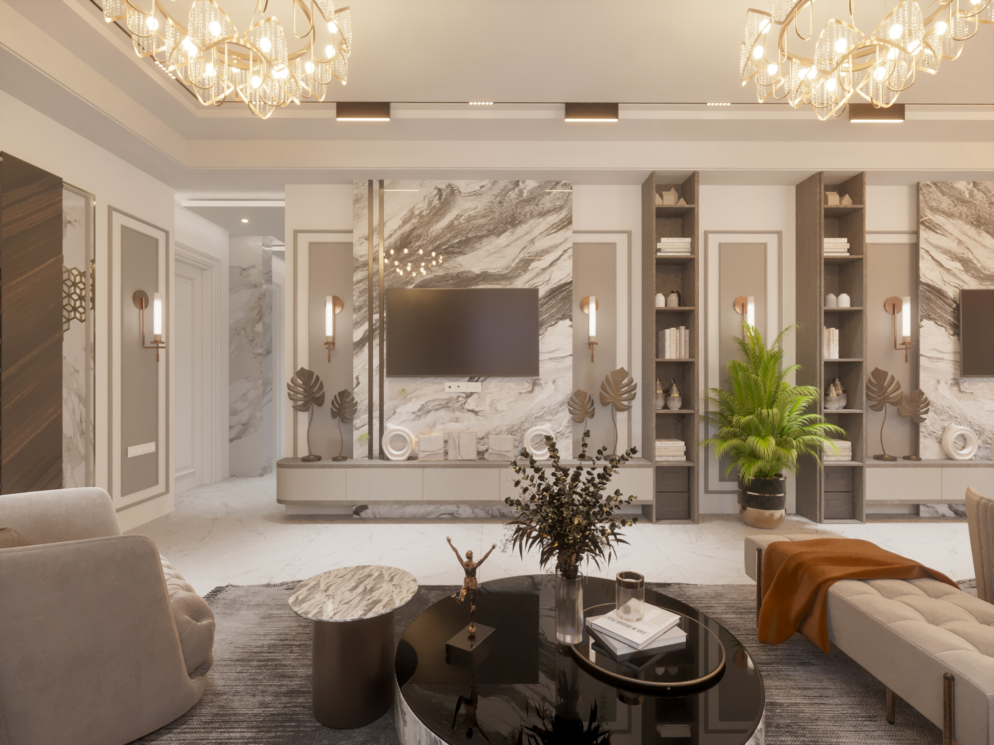 Neo Classic Man Living Room Villa 180 Meter-4