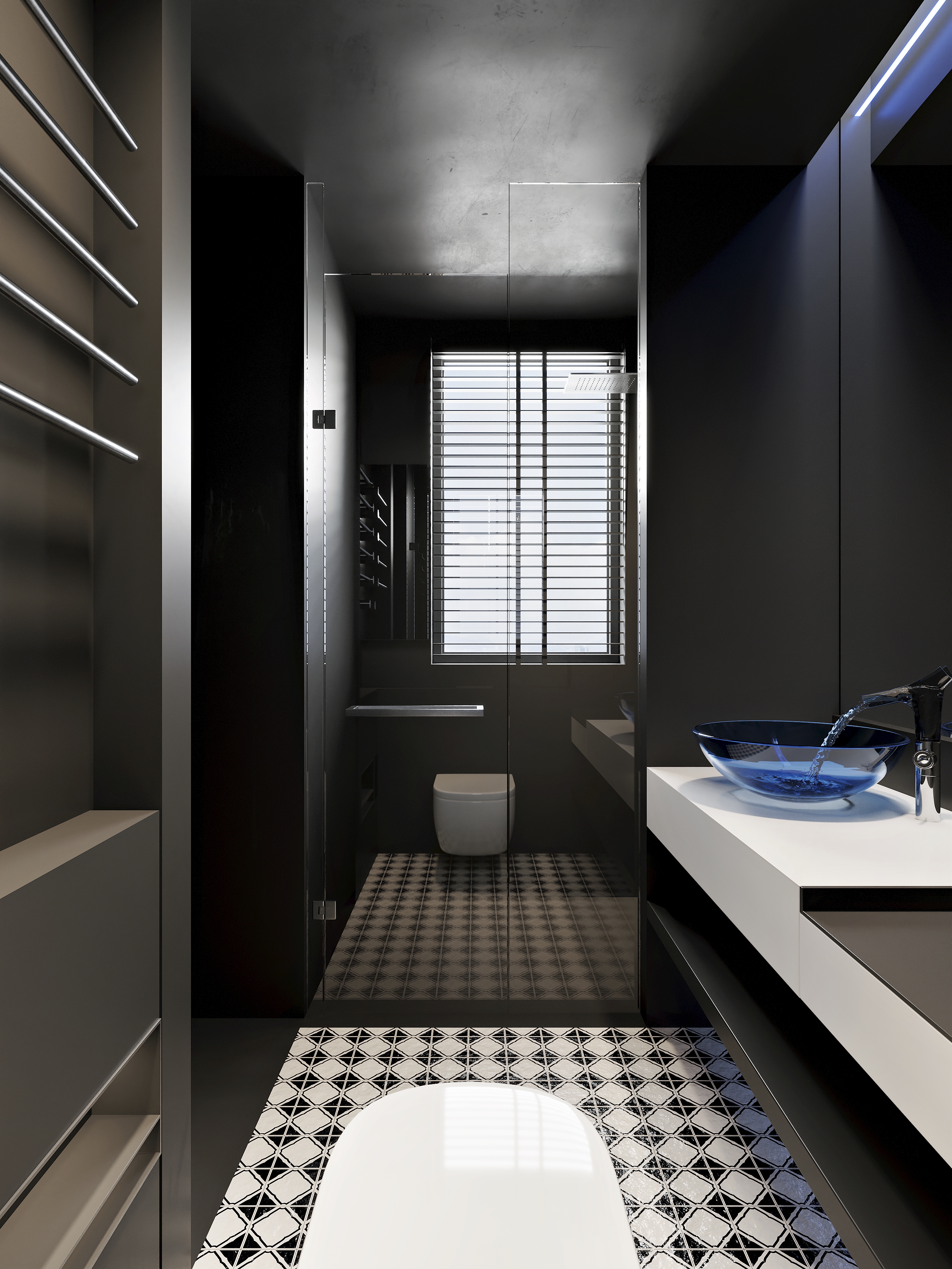 暗黑系客餐厅卧室衣帽间卫生间设计-12