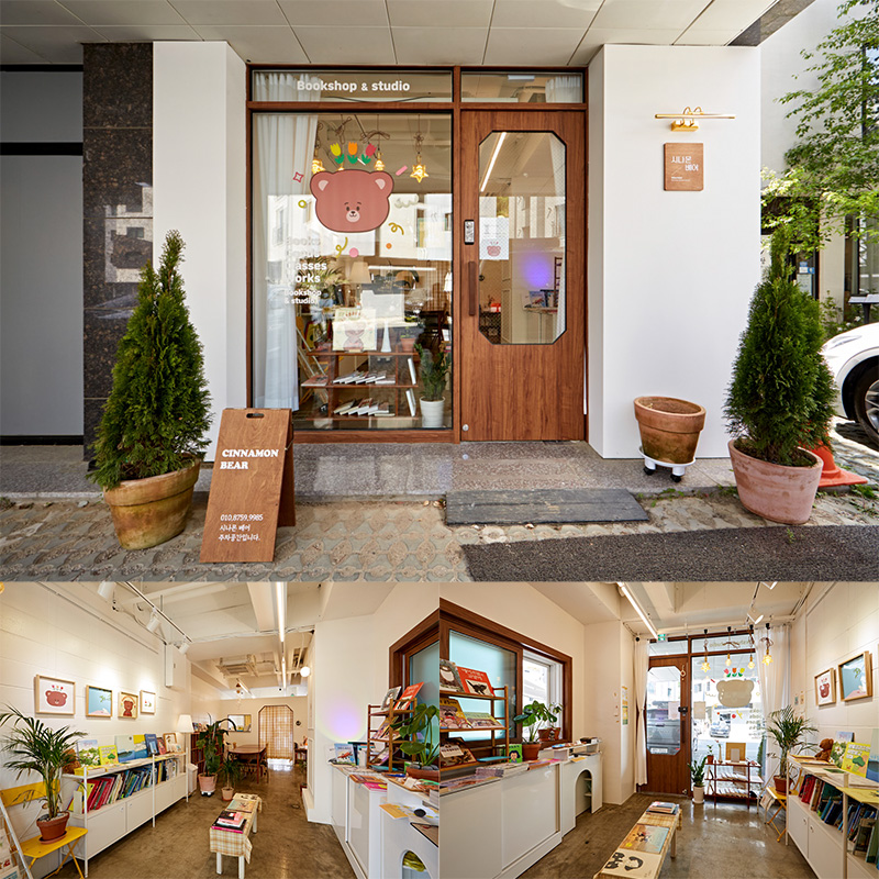 白色与木色交融的极简小书店设计-1