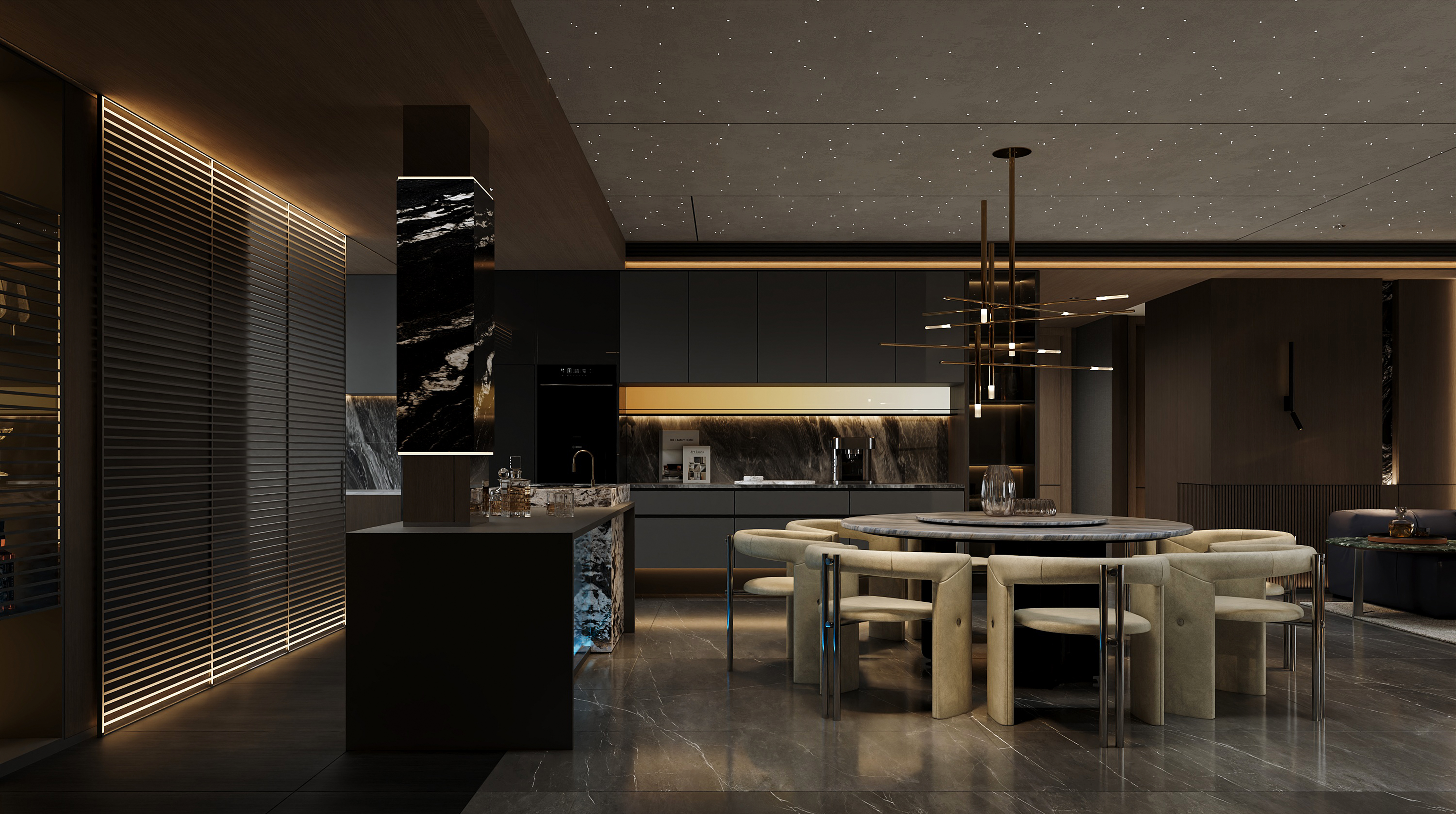 沈阳  美的君兰江山  286㎡ 意式暗黑风效果表现-10