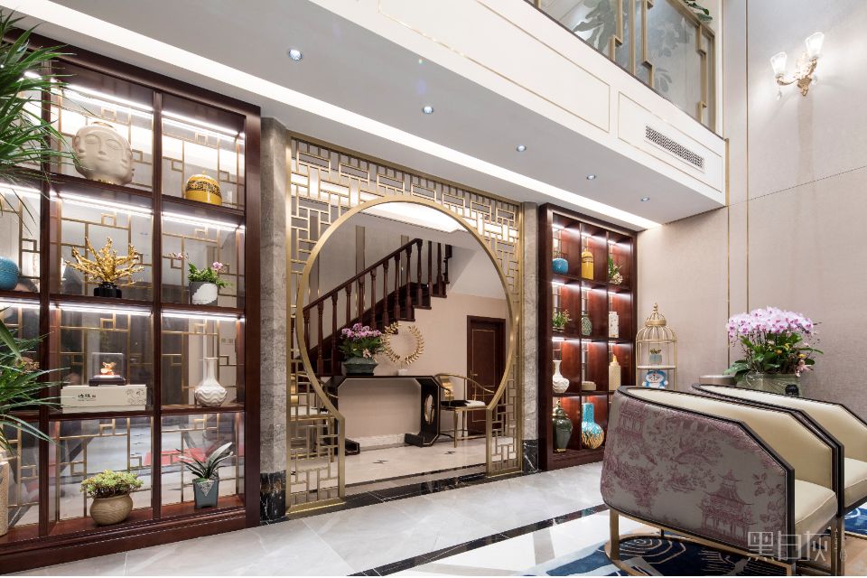 万霖花园轻奢新中式，金色黄铜与白色木元素打造包容空间-47