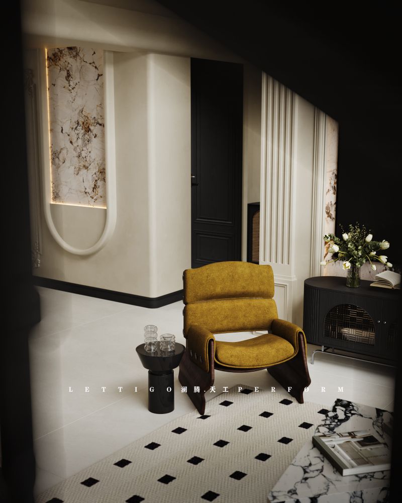 奶油法式挑空客厅+好多特写-6