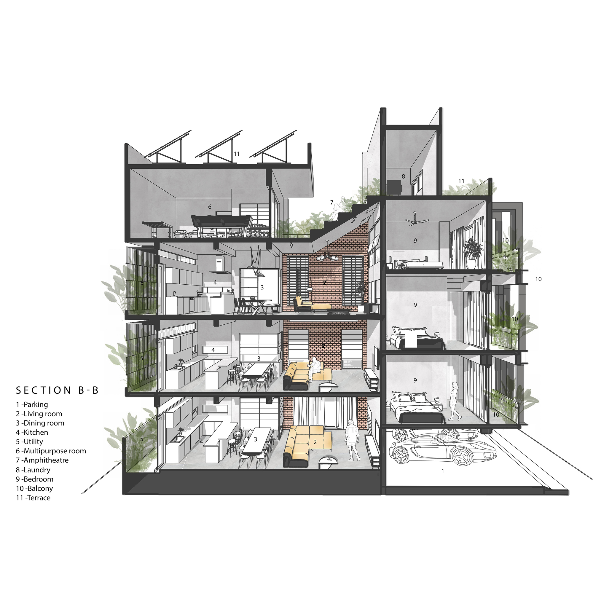 三极管公寓丨印度班加罗尔丨Kamat & Rozario Architecture-16