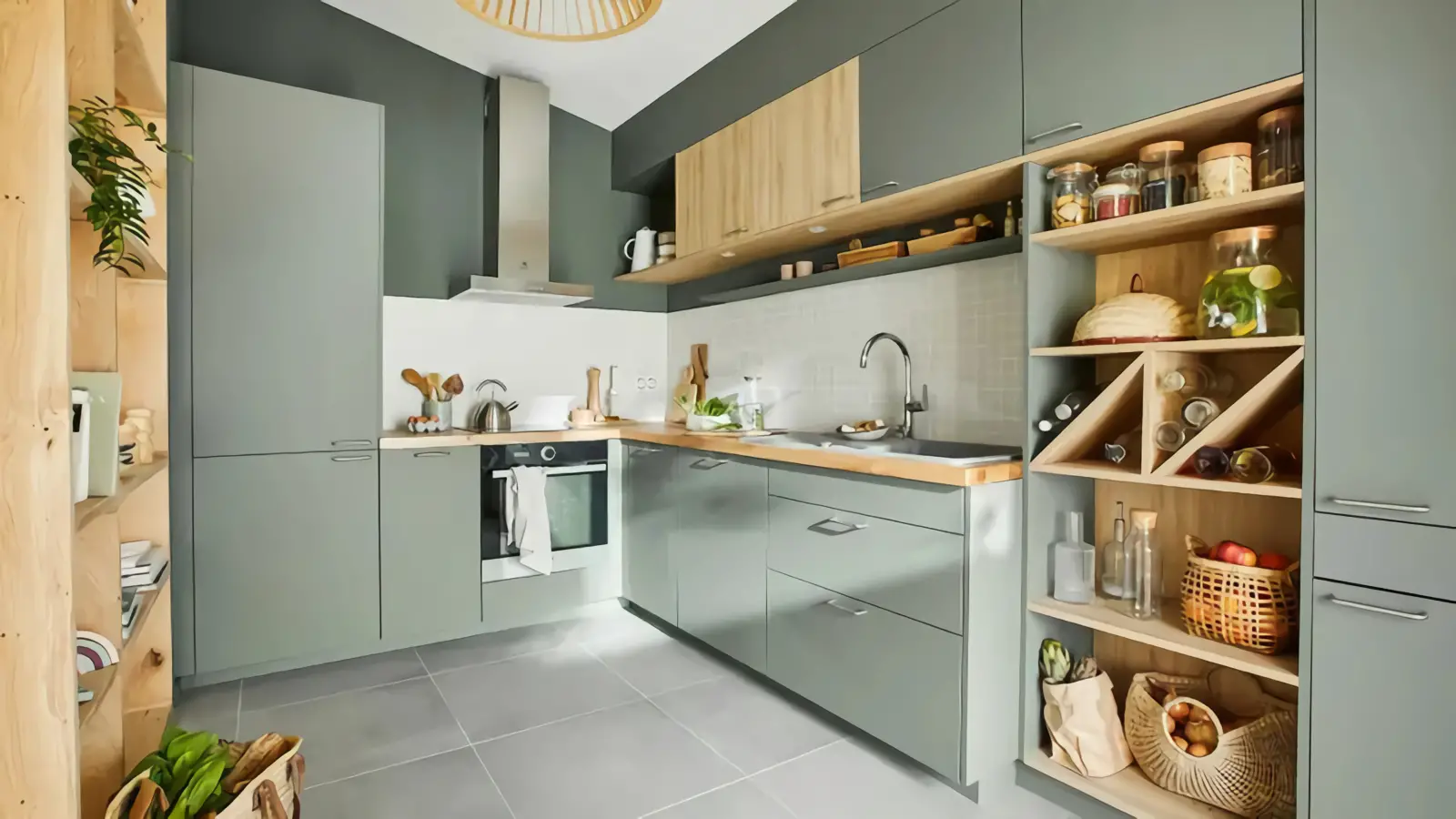 自然色厨房设计,开放式隔墙打造舒适空间-6