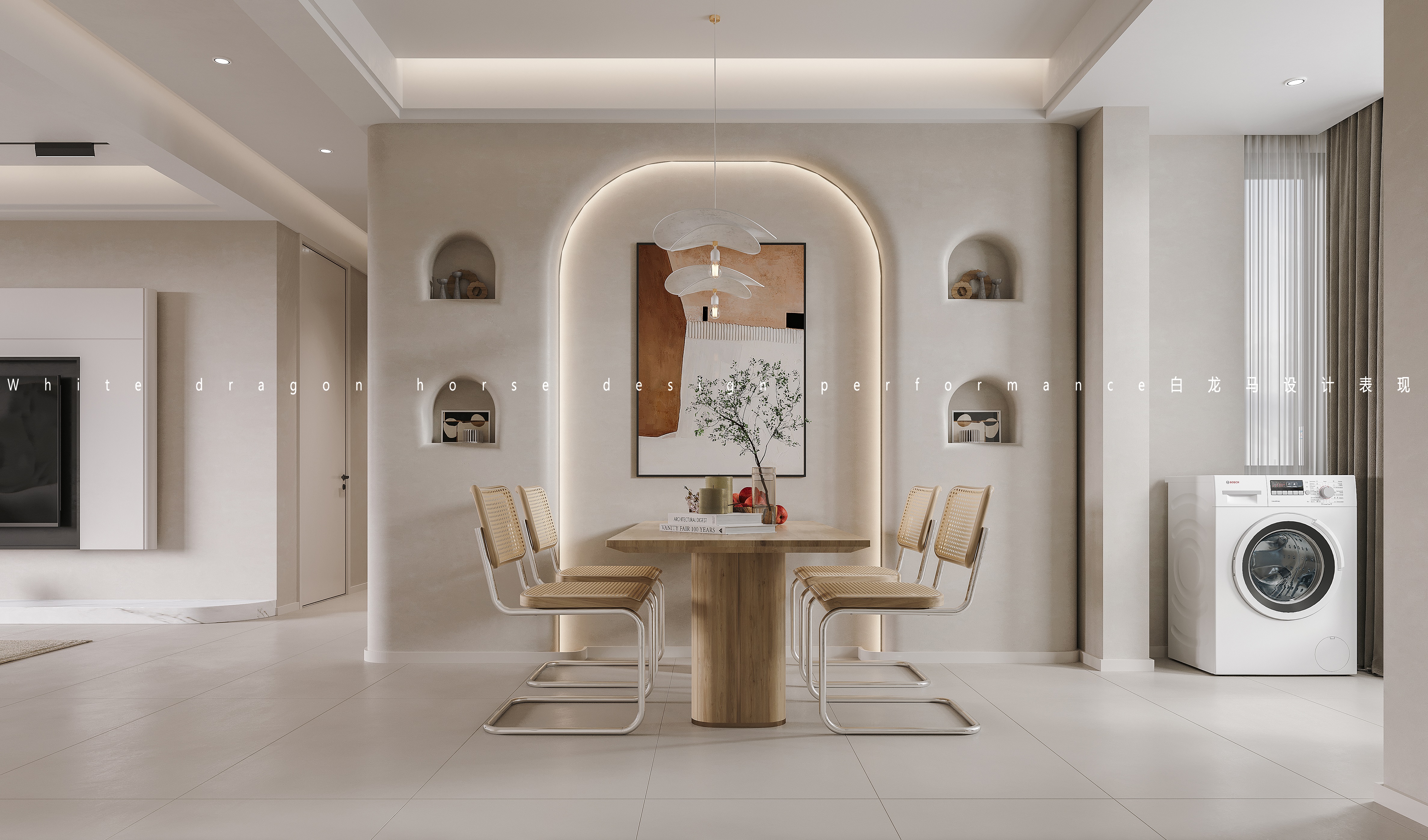 奶油风极简家装设计——白龙马效果图-3