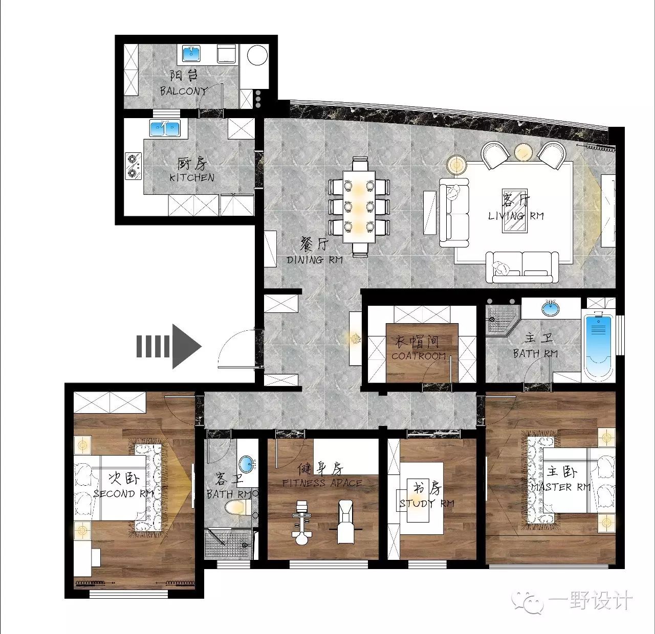 水岸清华瀚宫,现代简约蓝调空间-8