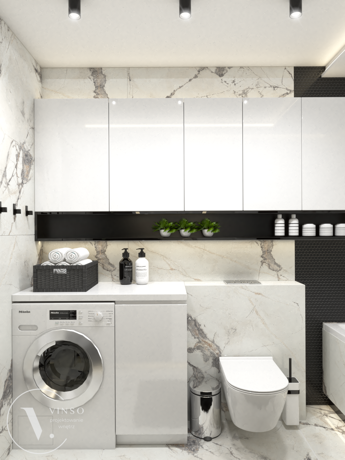 黑白风格的浴室丨波兰塔尔努夫-5