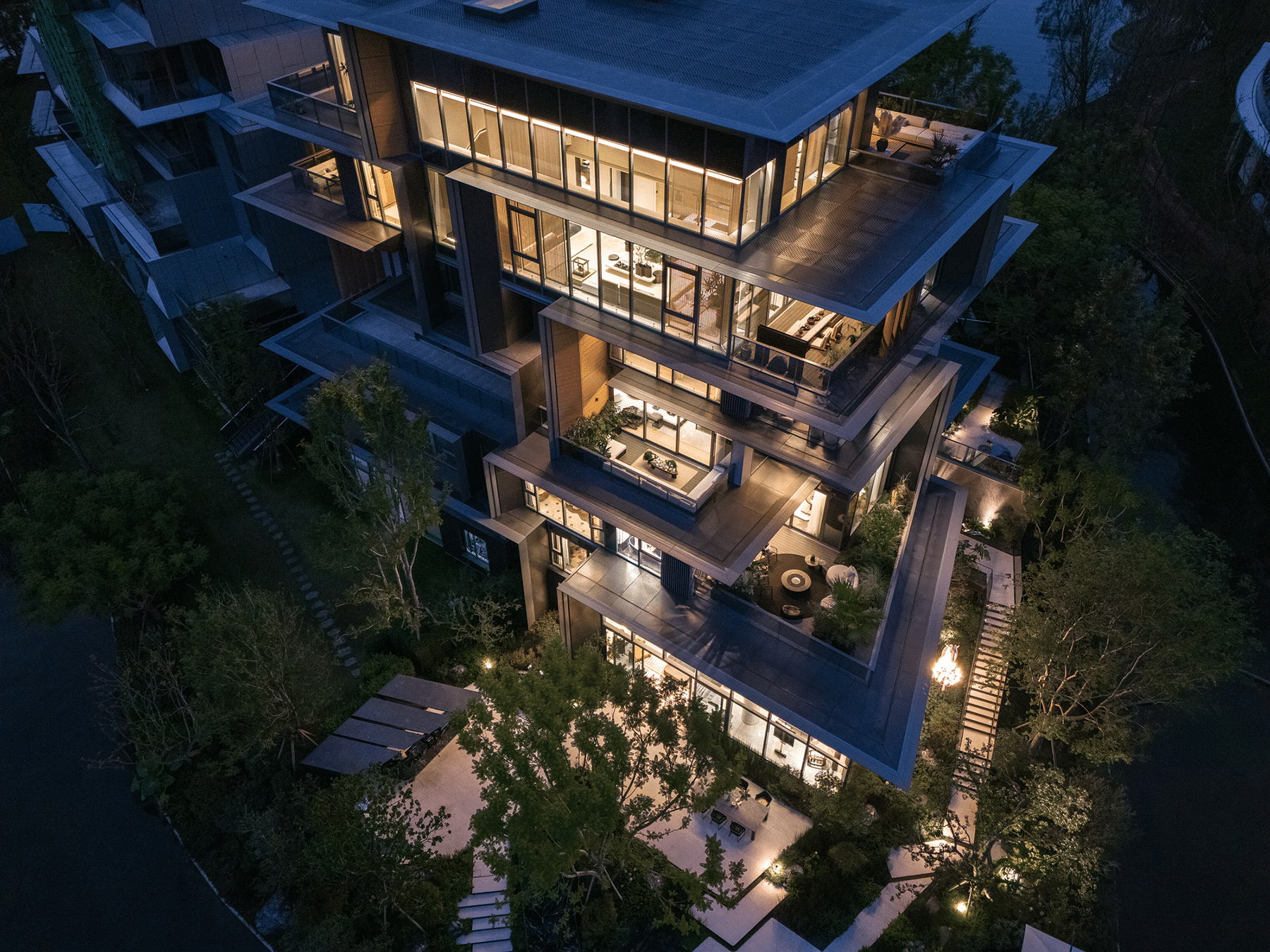 成都麓湖黑石岛垂直五联排别墅丨中国成都丨line+ studio-69