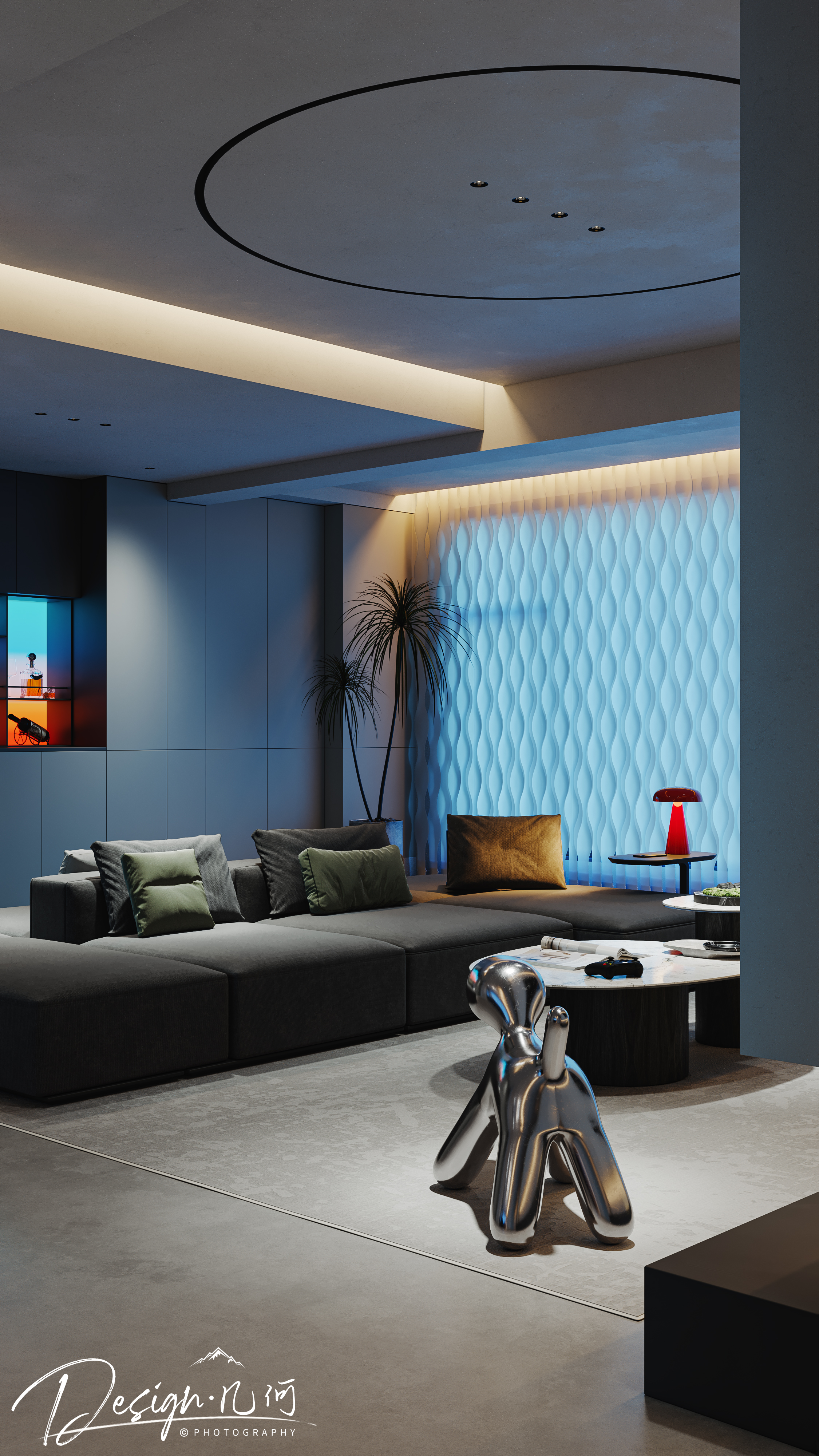 几何空间视觉表现 | 星海国际现代客餐厅（夜景）-12