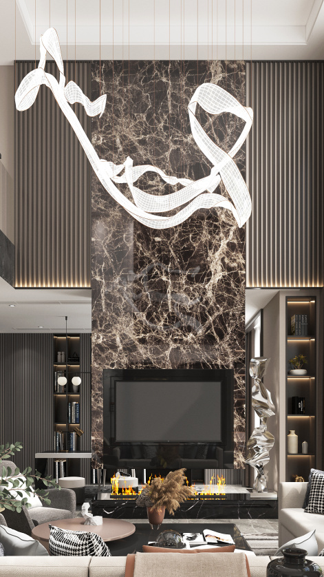 合景映月台493㎡现代风装修，黑白灰的绝美对撞-18