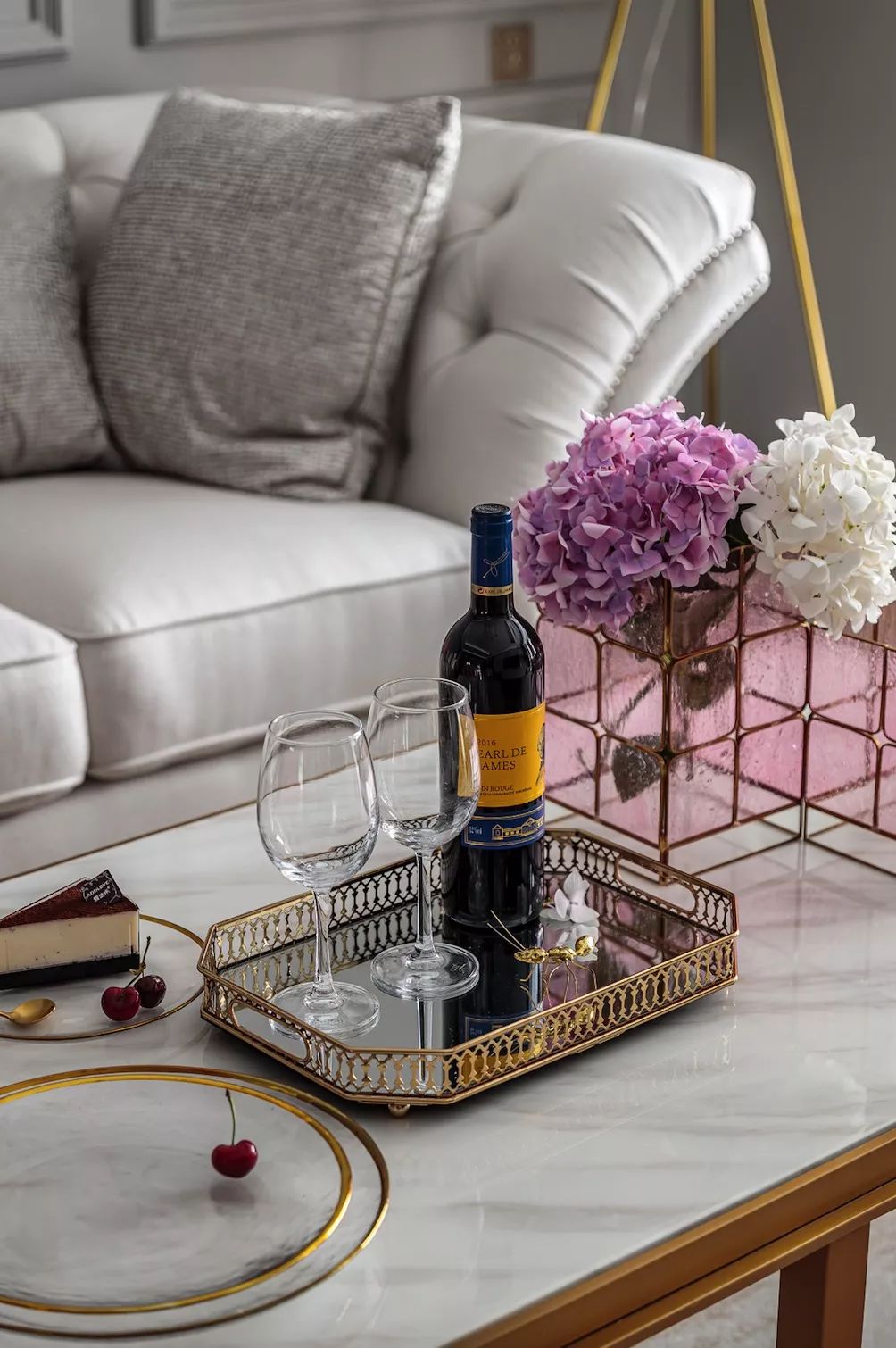 轻奢美式三室两厅，粉色与灰色的浪漫碰撞-26