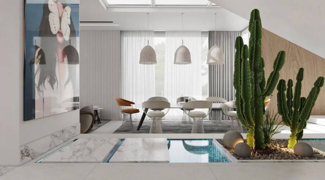 Interiors With Pockets Of Greenery And Modern Staircases-32