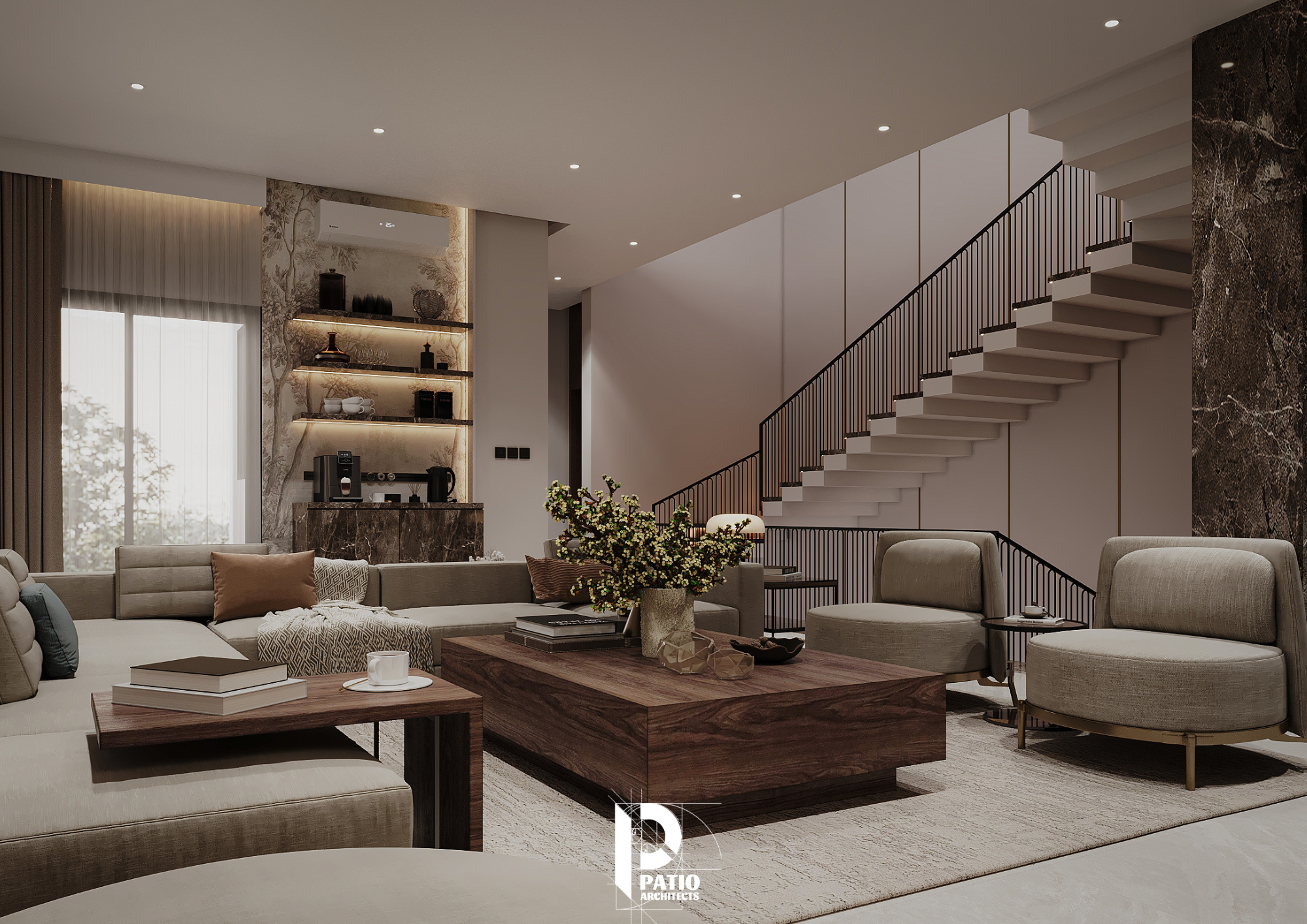 现代家庭客厅设计丨阿联酋阿布扎比丨Patio Architects L.L.C.-4
