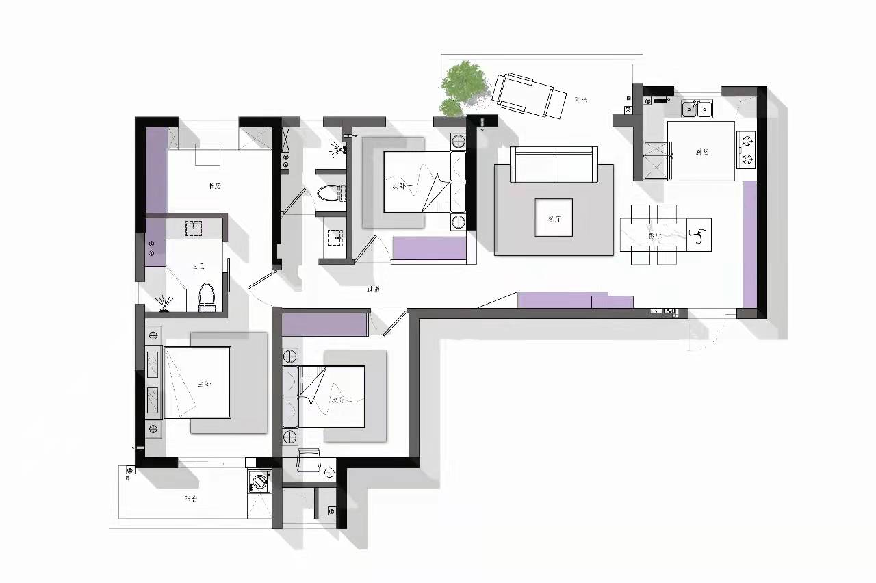128㎡现代轻奢平层设计丨徐伟明建筑室内设计-11