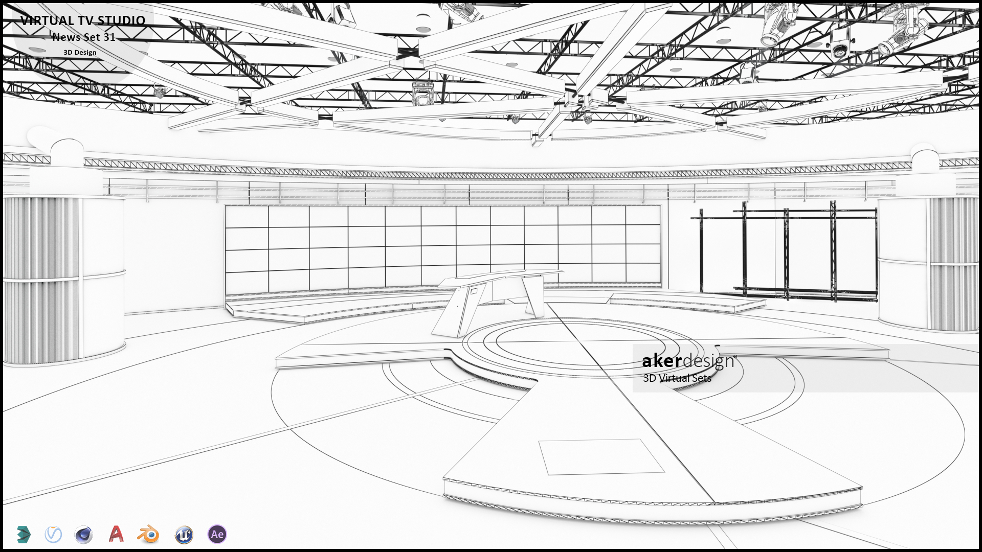 虚拟电视演播室新闻场景 1-1