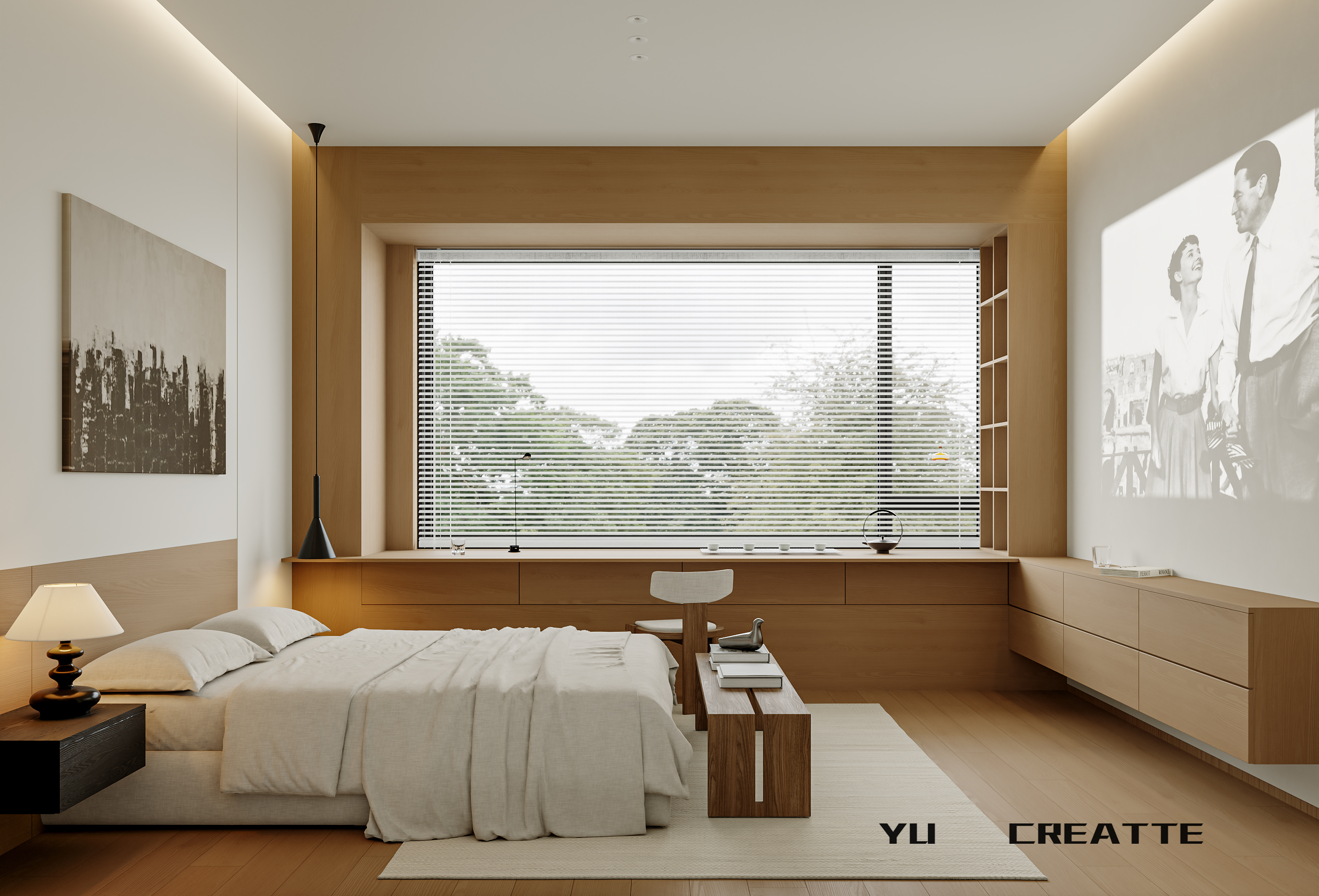 现代原木风客餐厅主人房丨近期表现-8