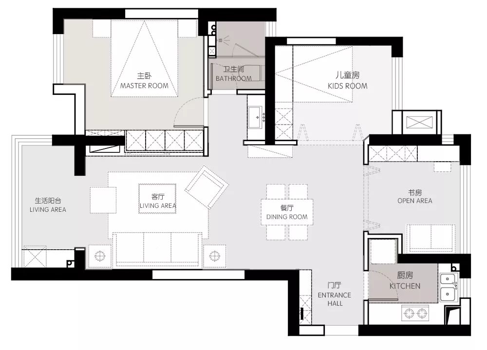 把喜欢的都打包，洒进爱意满满的超大小屋，84㎡空间增容记-23