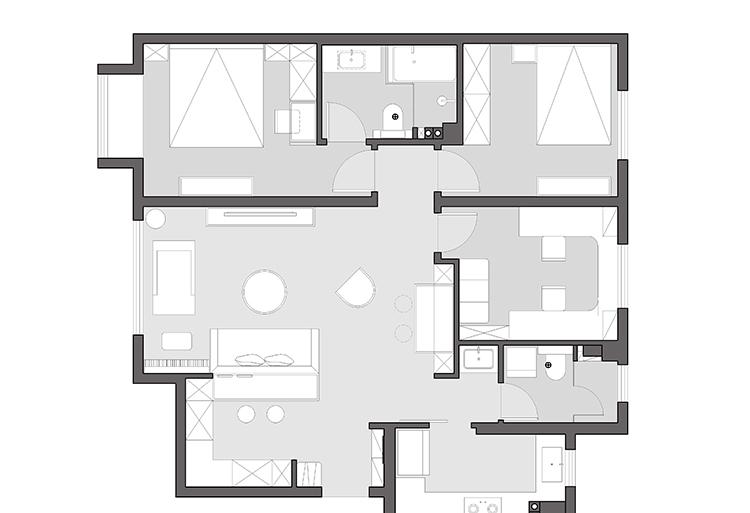 撞色搭配+全屋对称法则,复古与时尚全都要-68