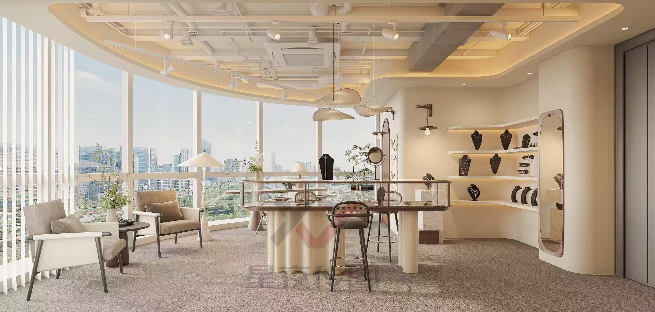 珠宝店效果图｜来自奶油风的治愈#工装#首饰店-5