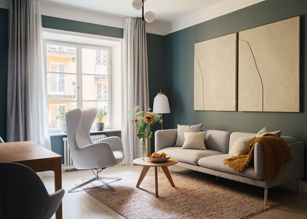 斯德哥尔摩小公寓的时尚灰色蓝色墙面设计-4