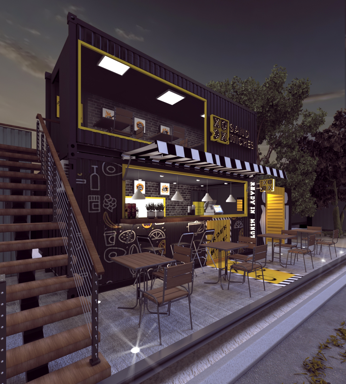 "XO" 快餐餐厅集装箱设计-7