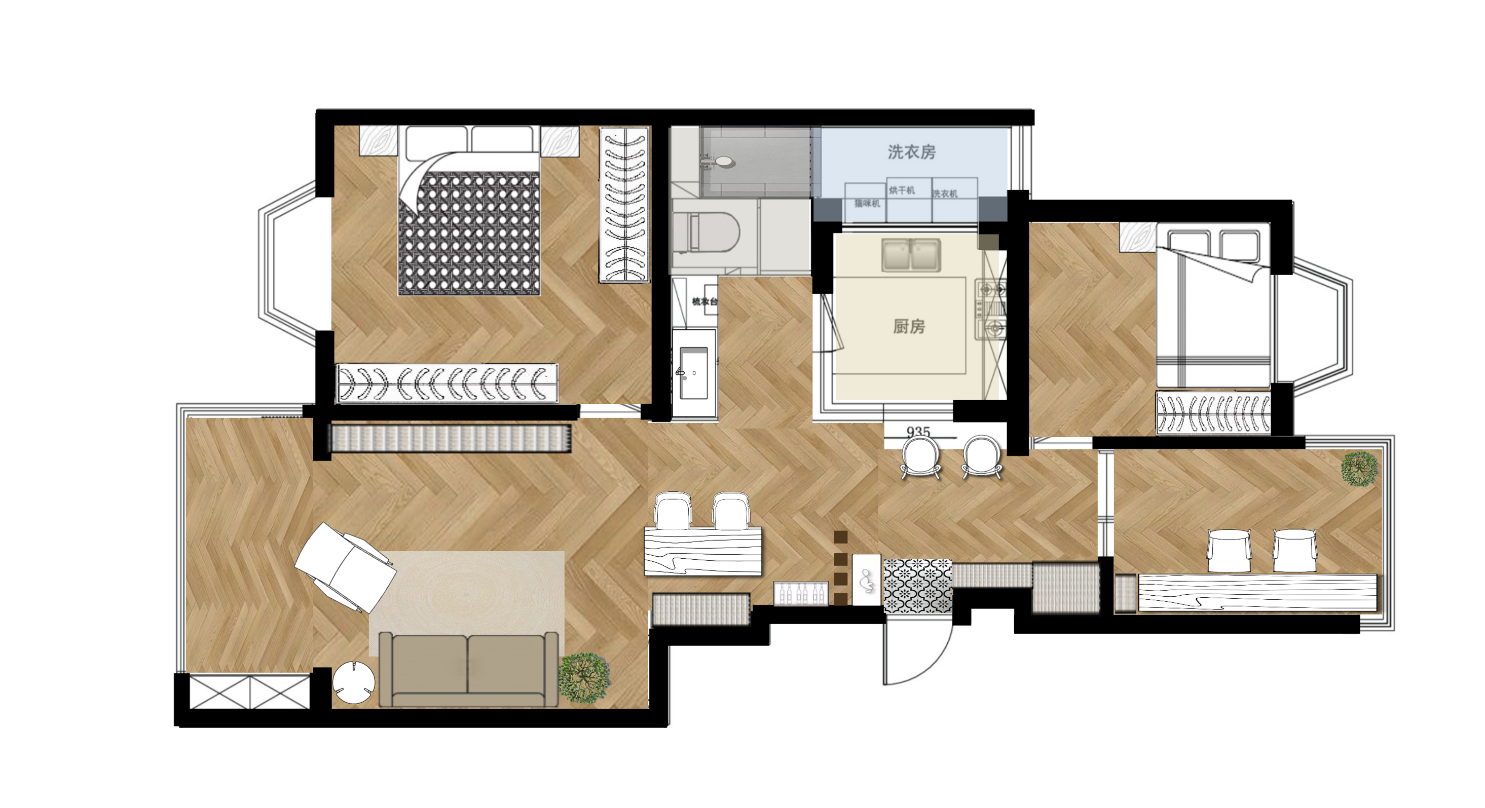 小户型日式原木风婚房设计，舒适惬意的喵汪之家-40