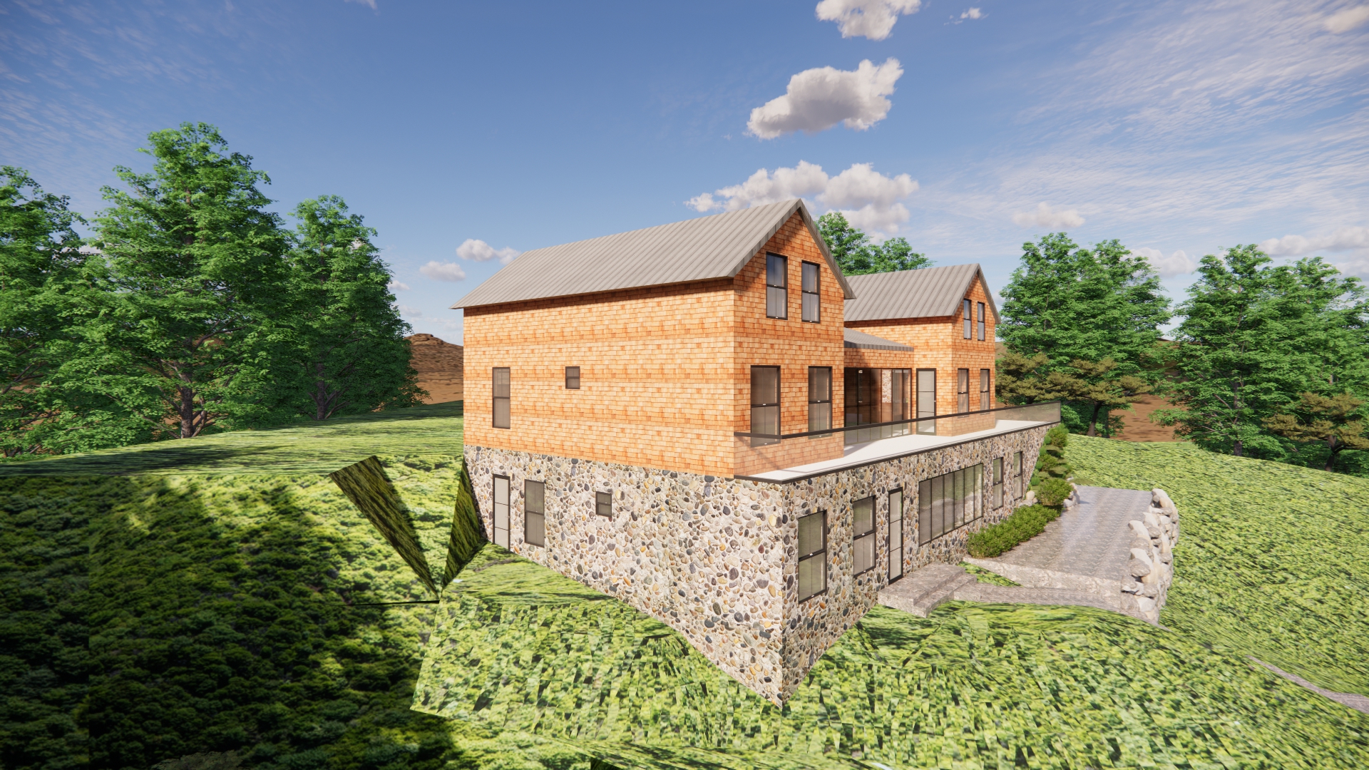 Modern House Elevation in a Hilly Area-8