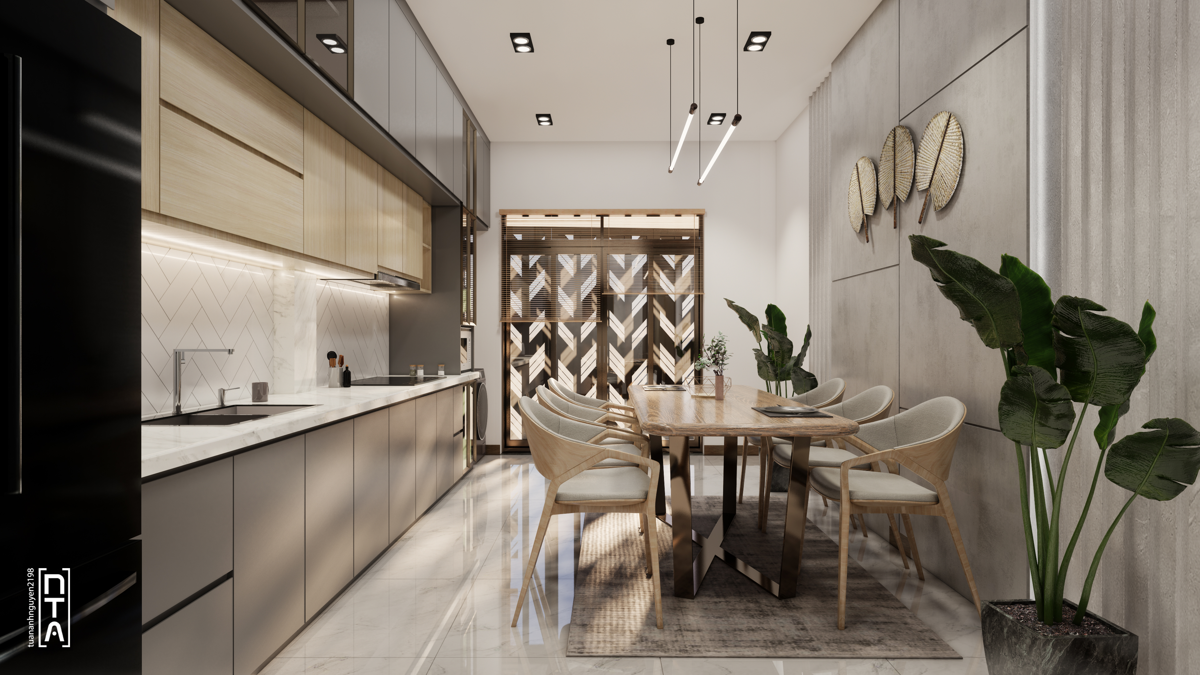 Townhouse- Livingroom and Kitchen interior-12