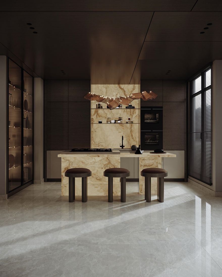 开放式起居与厨房室内设计丨United Arab EmiratesDubai-12